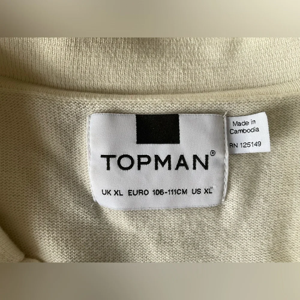 Topman Retro Camp Collar Knit Polo Cardigan, Black/Ivory, XL, MSRP $89 🖤🤍🖤🤍